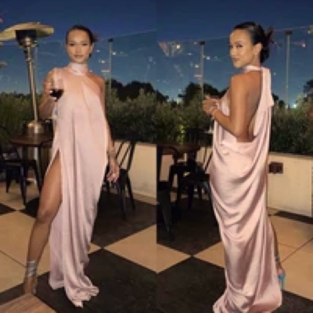 Rose Quartz Draped Maxi Dress